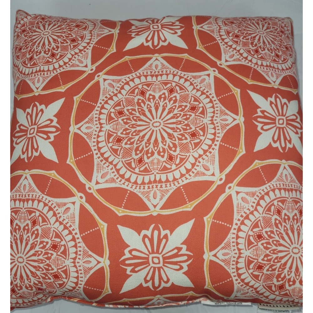 Pottery Barn Orange Print Accent Throw Pillow 20" x 20"